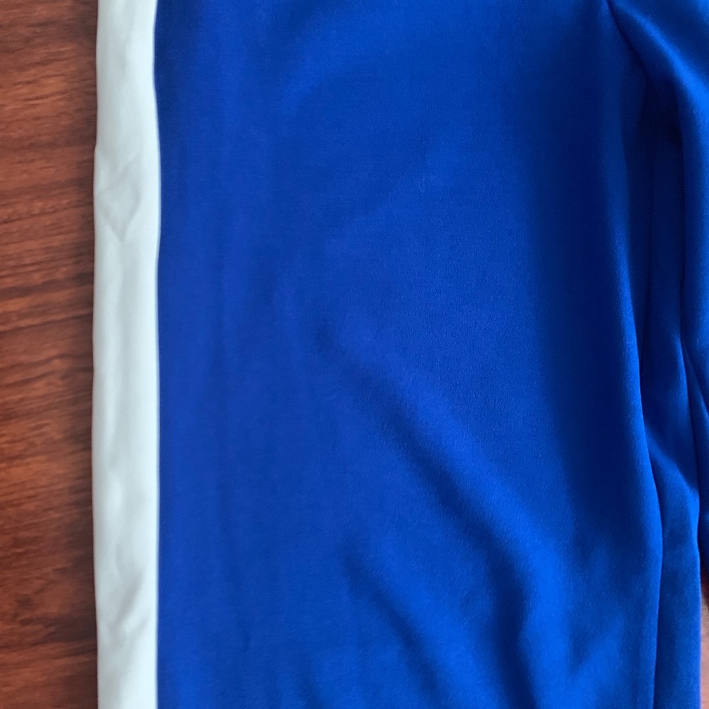 Blue and White Side Stripe Sport Wide Leg Pants - Picture 2 of 5